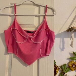 Pink corset crop top shirt